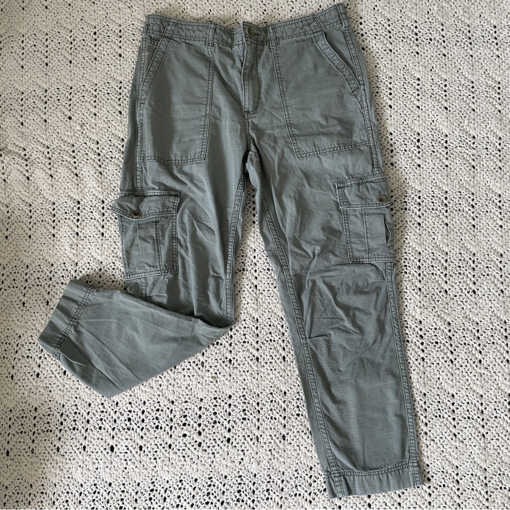 Anthropologie Jennie Ripstop High Rise Cargo Cotton Pants Green (Size 28) Cotton
